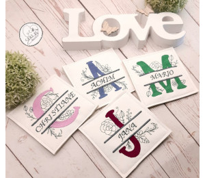 Stickserie - Doodle Blumen Alphabet Monogram geteilt